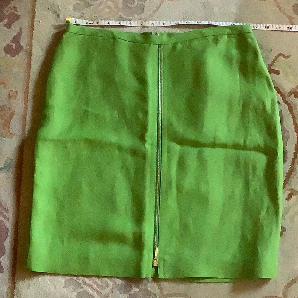 DANA BUCHMAN size 12 bright green linen/rayon skirt